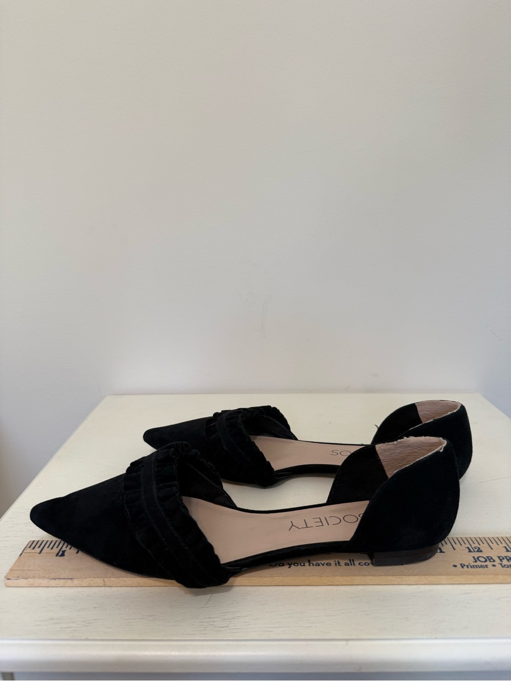 Sole Society Black Pointed D'Orsay Flats with Ruffle Detail Size 9.5 - Picture 6 of 9